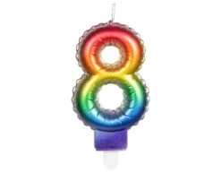 Regenboog Kaars 8 Jaar 8cm