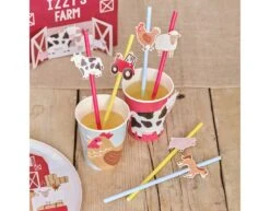 Rietjes Boerderij 19,5cm 16st -Feestspullen Winkel rietjes boerderij 195cm 16st 2