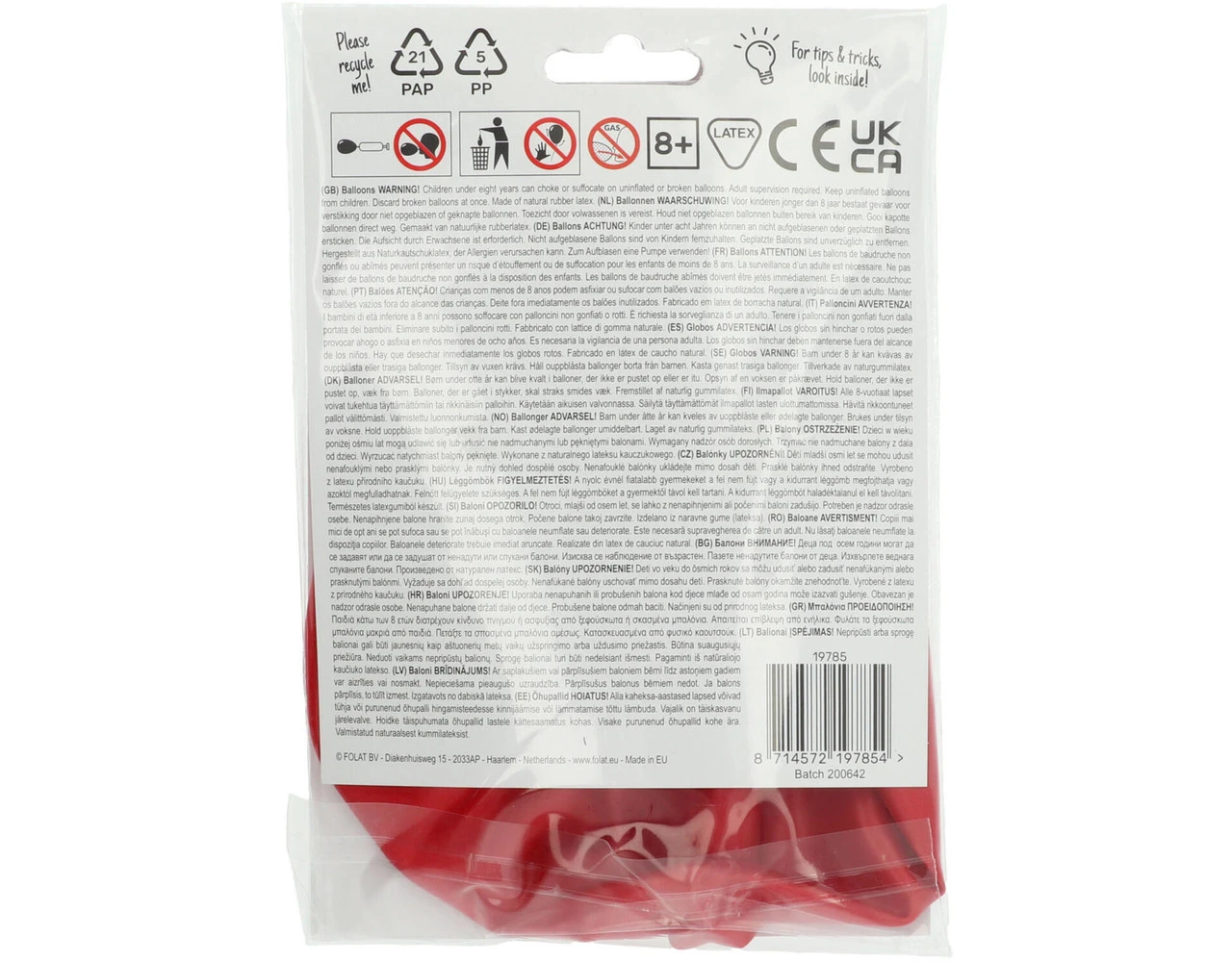 Rode Ballon Metallic Fiery Red 80cm 3 Rode Ballon Metallic Fiery Red 80cm - Afbeelding 3