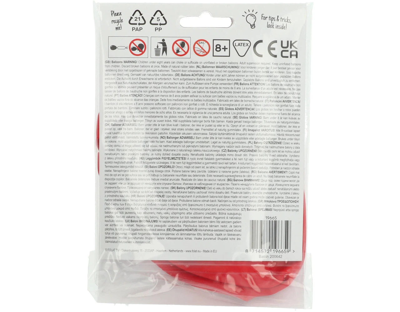 Rode Ballon Ruby Red 78cm 3 Rode Ballon Ruby Red 78cm - Afbeelding 3