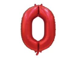 Rode Cijfer Ballon 0 Jaar Glans 86cm