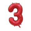 Rode Cijfer Ballon 3 Jaar Glans 86cm