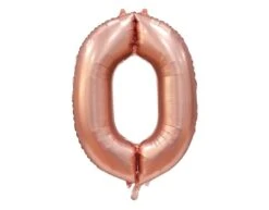 Rose Goud Cijfer Ballon 0 Jaar Glans 86cm