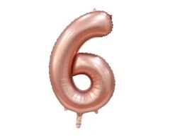 Rose Goud Cijfer Ballon 6 Jaar Glans 86cm