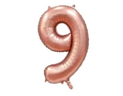 Rose Goud Cijfer Ballon 9 Jaar Glans 86cm