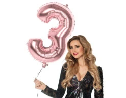 Rose Gouden Cijfer Ballon 3 Jaar 86cm