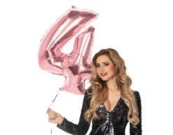 Rose Gouden Cijfer Ballon 4 Jaar 86cm