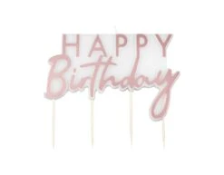 Rose Gouden Happy Birthday Kaars 12,5cm