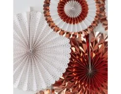 Rose Gouden Papieren Waaiers 38cm 5st -Feestspullen Winkel rose gouden papieren waaiers 38cm 5st 2