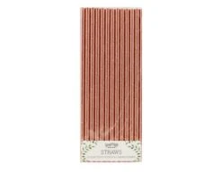 Rose Gouden Rietjes Papier 19,5cm 25st -Feestspullen Winkel rose gouden rietjes papier 195cm 25st 2