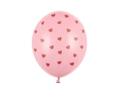 Roze Ballonnen Rode Hartjes 30cm 6st