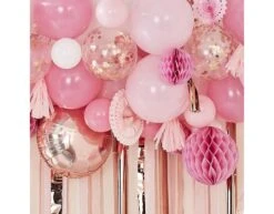 Roze Ballonnen Set Tassels En Honeycombs 179 Delig -Feestspullen Winkel roze ballonnen set tassels en honeycombs 179 delig 2