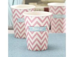 Roze Bekers Gestreept 266ml 8st -Feestspullen Winkel roze bekers gestreept 266ml 8st 2