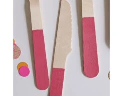 Roze Bestek Hout 18 Delig -Feestspullen Winkel roze bestek hout 18 delig 2