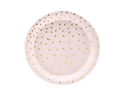 Roze Borden Gouden Stippen 18cm 6st