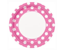 Roze Borden Witte Stippen 22,2cm 8st
