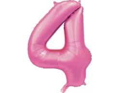 Roze Cijfer Ballon 4 Jaar Glans 86cm