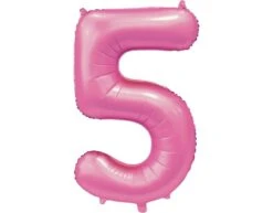 Roze Cijfer Ballon 5 Jaar Glans 86cm
