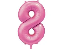 Roze Cijfer Ballon 8 Jaar Glans 86cm