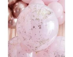 Roze Confetti Ballonnen Dubbellaags 45cm 3st -Feestspullen Winkel roze confetti ballonnen dubbellaags 45cm 3st 2