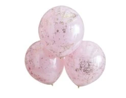 Roze Confetti Ballonnen Dubbellaags 45cm 3st