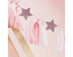 Roze Tassel Slinger Sterretjes 2m -Feestspullen Winkel roze tassel slinger sterretjes 2m 3