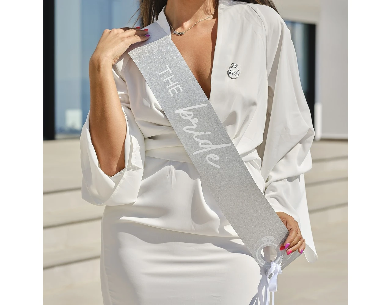 Sash The Bride, Silver Foil With Cut Outs 3 Sash The Bride, Silver Foil With Cut Outs - Afbeelding 3