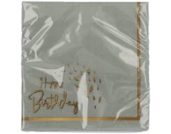 Servetten Happy Birthday Grijs Goud 33cm 20st -Feestspullen Winkel servetten happy birthday grijs goud 33cm 20st 2