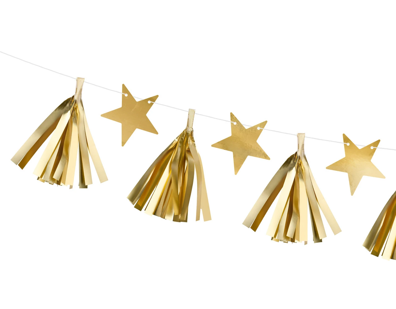 Sterren Tassel Slinger Goud 1,3m 2 Sterren Tassel Slinger Goud 1,3m - Afbeelding 2