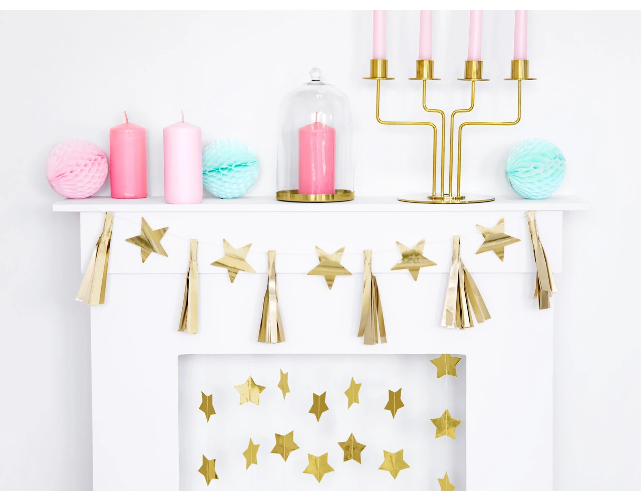 Sterren Tassel Slinger Goud 1,3m 4 Sterren Tassel Slinger Goud 1,3m - Afbeelding 4