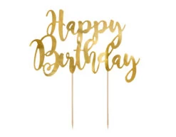 Taarttopper Happy Birthday Goud 22,5cm