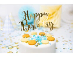 Taarttopper Happy Birthday Goud 22,5cm -Feestspullen Winkel taarttopper happy birthday goud 225cm 3