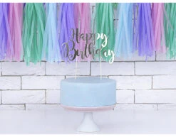Taarttopper Happy Birthday Zilver 22,5cm -Feestspullen Winkel taarttopper happy birthday zilver 225cm 3