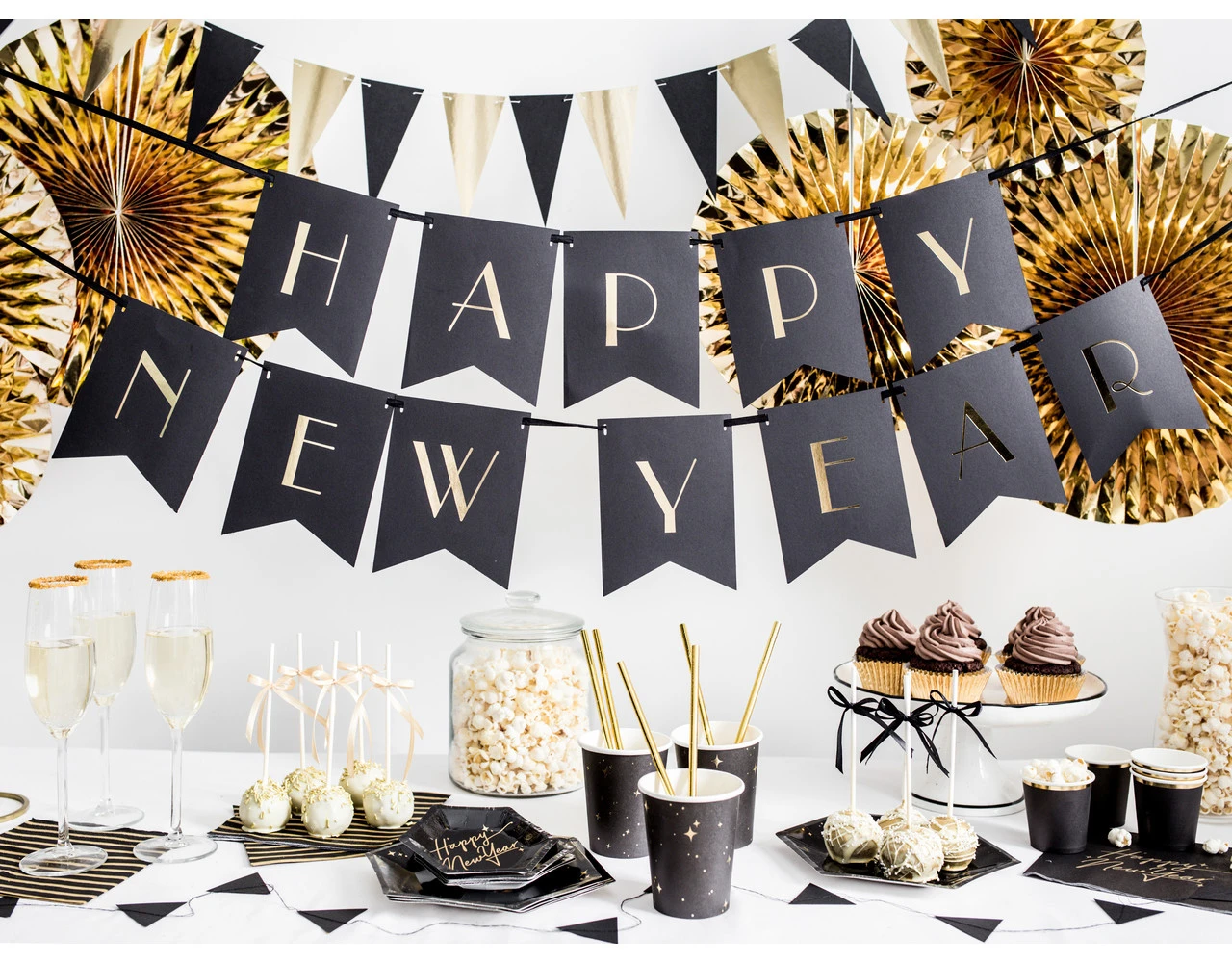 Taarttopper Happy New Year Goud 24cm 5 Taarttopper Happy New Year Goud 24cm - Afbeelding 5