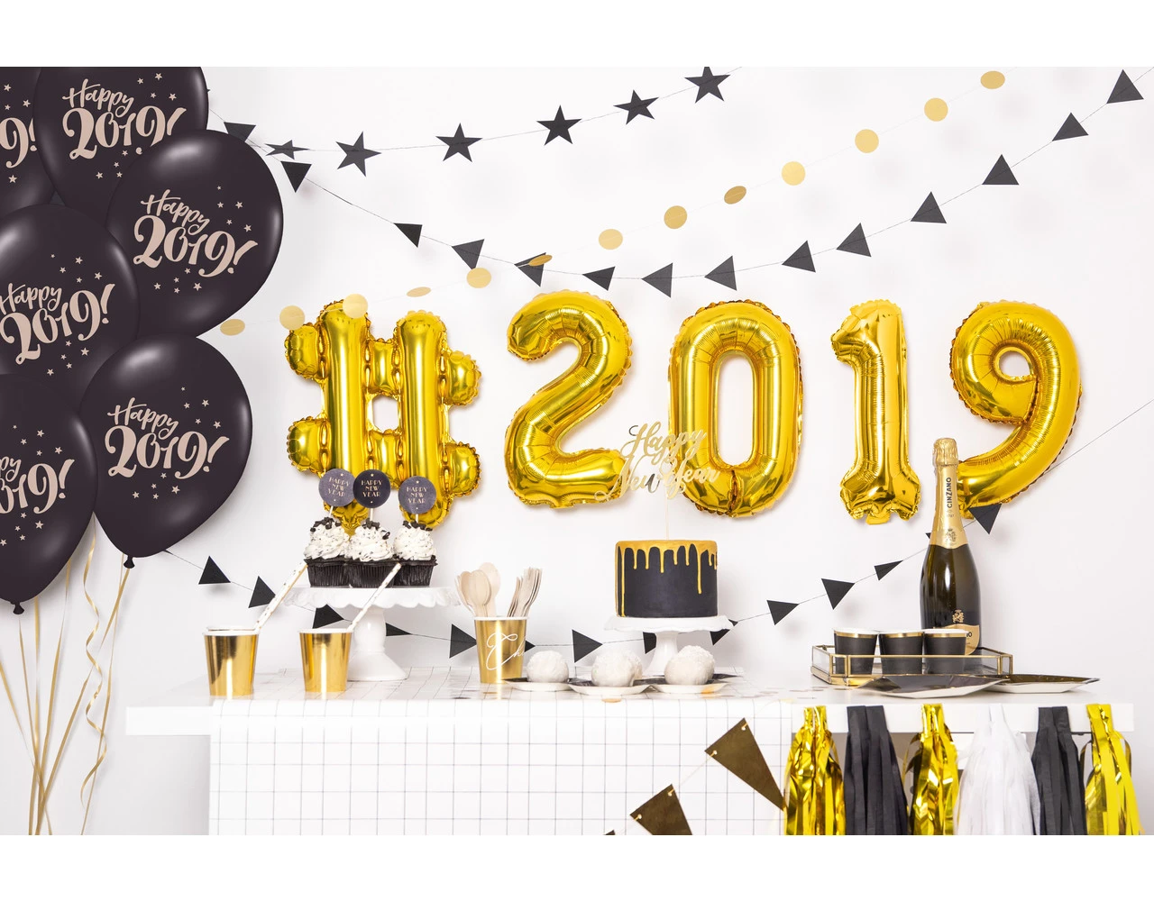 Taarttopper Happy New Year Goud 24cm 6 Taarttopper Happy New Year Goud 24cm - Afbeelding 6