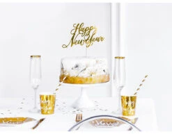 Taarttopper Happy New Year Goud 24cm 14 Taarttopper Happy New Year Goud 24cm -Feestspullen Winkel taarttopper happy new year goud 24cm 6
