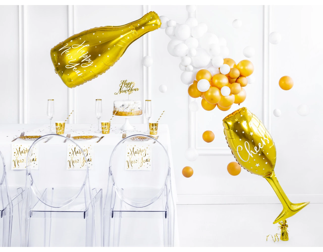 Taarttopper Happy New Year Goud 24cm 8 Taarttopper Happy New Year Goud 24cm - Afbeelding 8