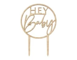 Taarttopper Hey Baby Hout 20cm