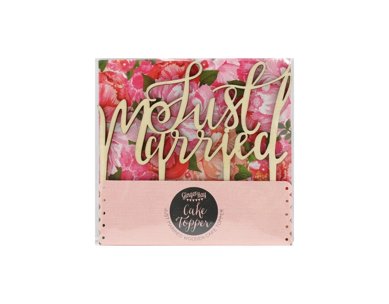 Taarttopper Just Married Hout 14cm 3 Taarttopper Just Married Hout 14cm - Afbeelding 3