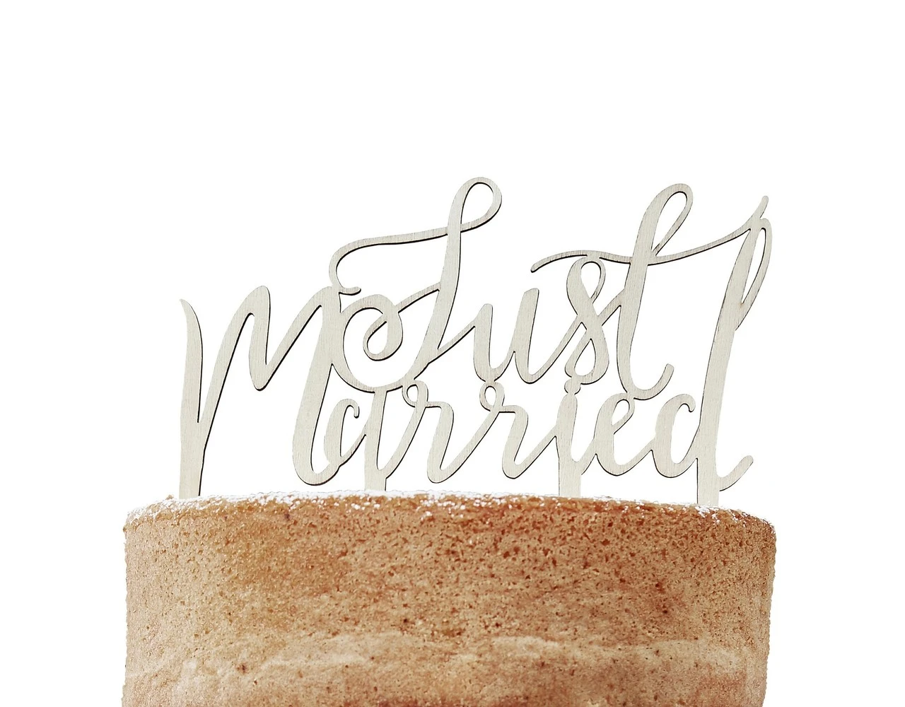 Taarttopper Just Married Hout 14cm 1 Taarttopper Just Married Hout 14cm