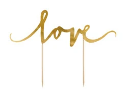 Taarttopper Love Goud 17cm