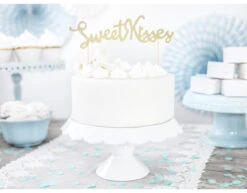 Taarttopper Sweet Kisses Goud 16cm -Feestspullen Winkel taarttopper sweet kisses goud 16cm 3
