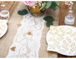 Tafelloper Jute Kant 2,75m -Feestspullen Winkel tafelloper jute kant 275m 3