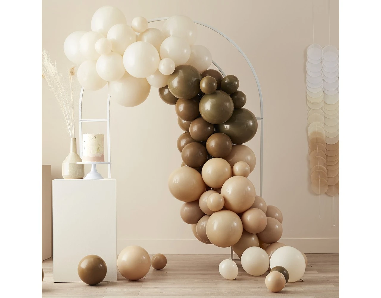 Taupe Bruin Perzik Ballonnenboog Waaiers DIY Set 2 Taupe Bruin Perzik Ballonnenboog Waaiers DIY Set - Afbeelding 2
