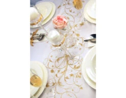 Vanille Creme Organza Stof Gouden Bloemen 36cm 9m 14 Vanille Creme Organza Stof Gouden Bloemen 36cm 9m -Feestspullen Winkel vanille creme organza stof gouden bloemen 36cm 9m 4