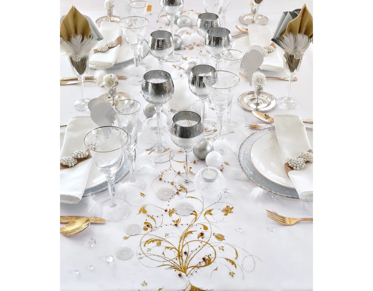 Vanille Creme Organza Stof Gouden Bloemen 36cm 9m 10 Vanille Creme Organza Stof Gouden Bloemen 36cm 9m - Afbeelding 10