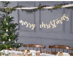 Vlaggenlijn Merry Christmas Hout 87cm -Feestspullen Winkel vlaggenlijn merry christmas hout 87cm 2