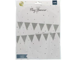 Vlaggenlijn Zilver Glitter 6m -Feestspullen Winkel vlaggenlijn zilver glitter 6m 2
