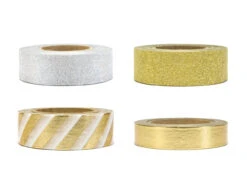 Washi Tape Goud Wit 10m 4st