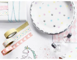 Washi Tape Goud Wit 10m 4st -Feestspullen Winkel washi tape goud wit 10m 4st 3